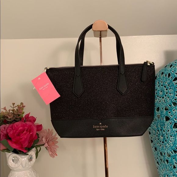 Kate Spade Lola Glitter Top Zip Satchel Crossbody, NWT, Small